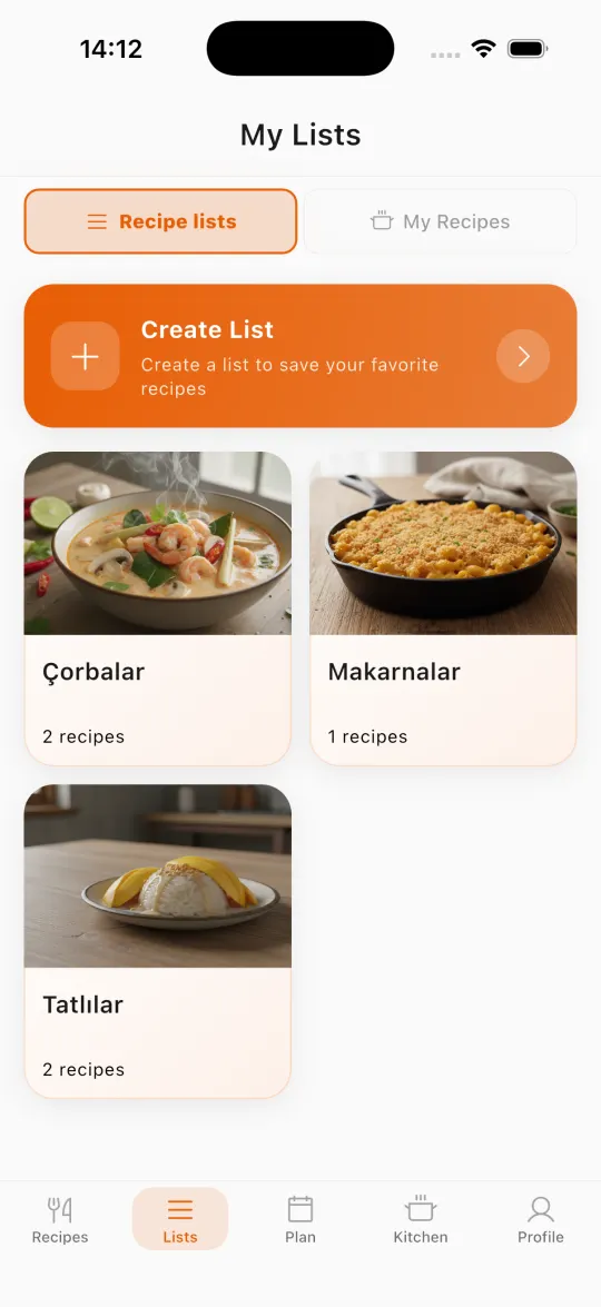 Recipe lists