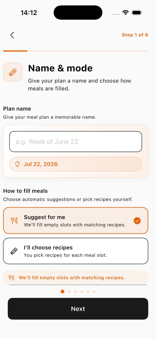 Meal plan builder