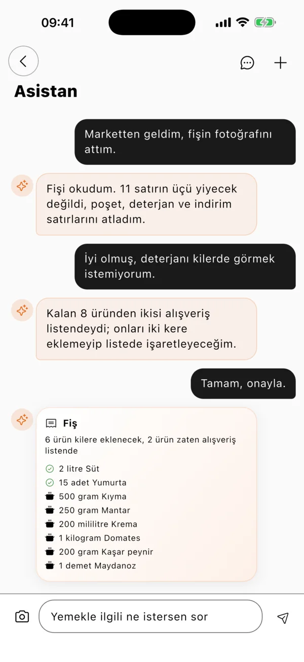 Kilere aktarılan market fişi